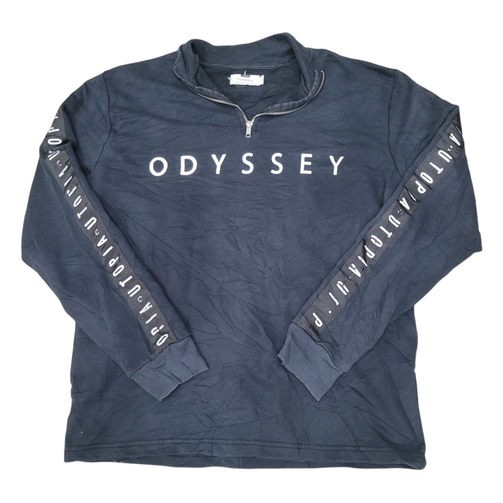 Topman Black Odyssey Quarter Zip Up Sweatshirt Top Size: Small